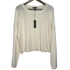 Bobi Black Pullover Sweater Womens Medium Ivory Cream Cotton Blend Neutral